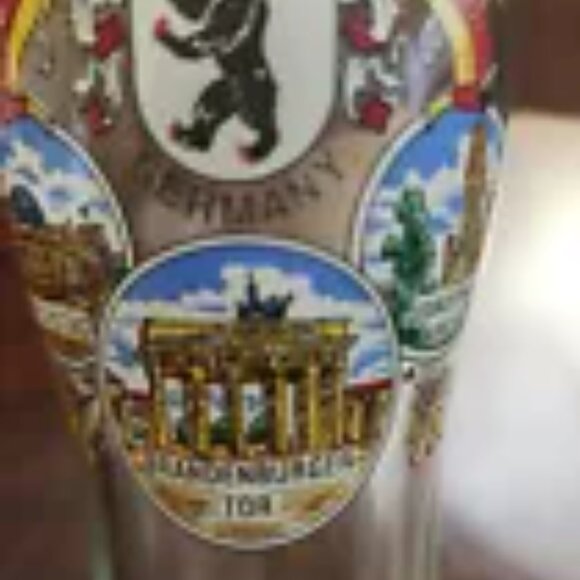 Berlin GERMANY Souvenir Beer Glass Boot Gold Rim 8 inches Tall 0.5 Liters - Picture 13 of 14